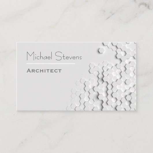 Carte De Visite Professionnel moderne blanc d'hexagone de grille (Devant)