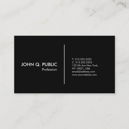 Carte De Visite Professionnel moderne blanc noir simple simple (Devant)