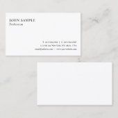 Carte De Visite Professionnel Moderne Blanc Simple Élégant Plain (Devant / Derrière)