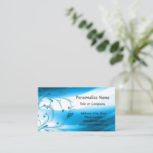 Carte De Visite Professionnel moderne Blue Art Déco (Debout devant)