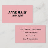 Carte De Visite Professionnel moderne Blush Pink Black Hair Stlist (Devant / Derrière)