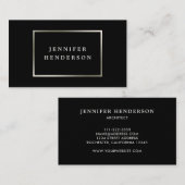 Carte De Visite Professionnel moderne chic noir et argent (Devant / Derrière)