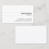 Carte De Visite Professionnel Moderne Classique Blancs Élégants (Devant / Derrière)