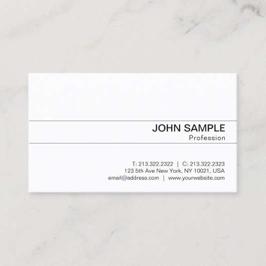 Carte De Visite Professionnel Moderne Classique Blancs Élégants (Devant)