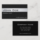 Carte De Visite Professionnel Moderne Classique Noir et Argent (Devant / Derrière)