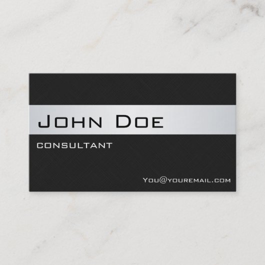 Carte De Visite Professionnel Moderne Classique Noir et Argent (Devant)