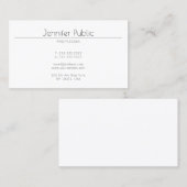 Carte De Visite Professionnel Moderne Créatif Blanc Propre Design (Devant / Derrière)