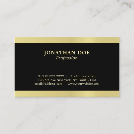 Carte De Visite Professionnel moderne Creative Black and Gold Luxe (Devant)