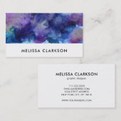 Carte De Visite Professionnel moderne de l'aquarelle bleu pourpre (Devant / Derrière)