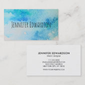 Carte De Visite Professionnel moderne de l'aquarelle turquoise (Devant / Derrière)