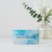Carte De Visite Professionnel moderne de l'aquarelle turquoise (Debout devant)