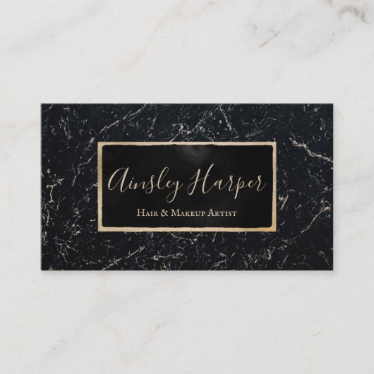 Carte De Visite Professionnel moderne de marbre noir moderne (Devant)