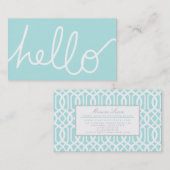 Carte De Visite Professionnel moderne de trellis d'Aqua bonjour (Devant / Derrière)