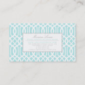 Carte De Visite Professionnel moderne de trellis d'Aqua bonjour (Dos)