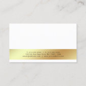 Carte De Visite Professionnel Moderne Design Blanc Or Chic Simple (Dos)