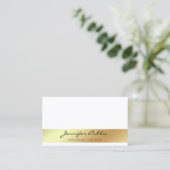 Carte De Visite Professionnel Moderne Design Blanc Or Chic Simple (Debout devant)