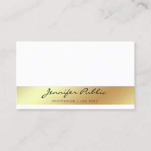 Carte De Visite Professionnel Moderne Design Blanc Or Chic Simple