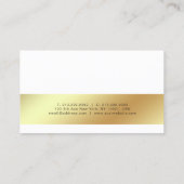 Carte De Visite Professionnel Moderne Design Blanc Or Chic Simple (Dos)