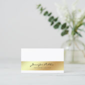 Carte De Visite Professionnel Moderne Design Blanc Or Chic Simple (Debout devant)