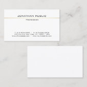Carte De Visite Professionnel Moderne Design élégant Blanc Or Slee (Devant / Derrière)