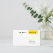 Carte De Visite Professionnel Moderne Design Simple Blanc Jaune (Debout devant)