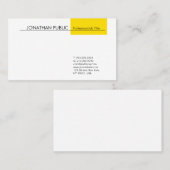 Carte De Visite Professionnel Moderne Design Simple Blanc Jaune (Devant / Derrière)