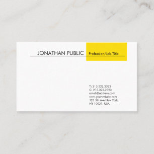 Carte De Visite Professionnel Moderne Design Simple Blanc Jaune