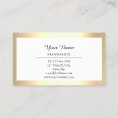 Carte De Visite Professionnel Moderne Doré Simple Minimalisme Blan (Dos)