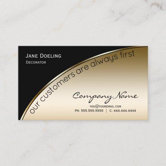 Carte De Visite Professionnel Moderne Elegant Black Gold (Devant)