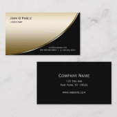 Carte De Visite Professionnel Moderne Elegant Black Gold (Devant / Derrière)