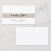 Carte De Visite Professionnel Moderne Elégant Blanc Beige Plaine (Devant / Derrière)