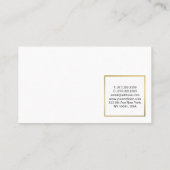 Carte De Visite Professionnel Moderne Élégant Blanc Or Chic Clean (Dos)