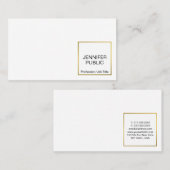 Carte De Visite Professionnel Moderne Élégant Blanc Or Chic Clean (Devant / Derrière)