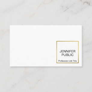 Carte De Visite Professionnel Moderne Élégant Blanc Or Chic Clean