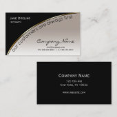 Carte De Visite Professionnel Moderne Élégant Champagne Noir Or (Devant / Derrière)