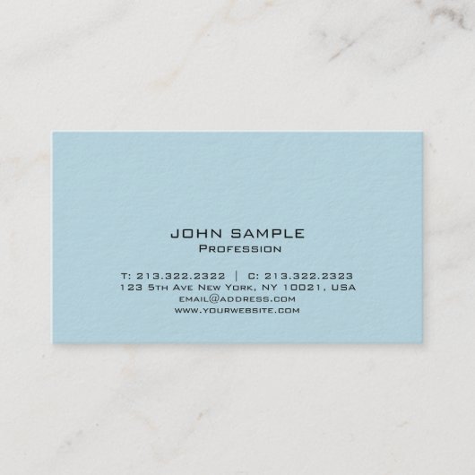 Carte De Visite Professionnel Moderne Élégant Design simple Bleu (Devant)