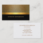 Carte De Visite Professionnel moderne élégant en or noir (Devant / Derrière)