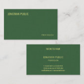 Carte De Visite Professionnel Moderne Élégant Faux Gold Texte Vert (Devant / Derrière)