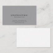 Carte De Visite Professionnel moderne Élégant Gris Simple (Devant / Derrière)