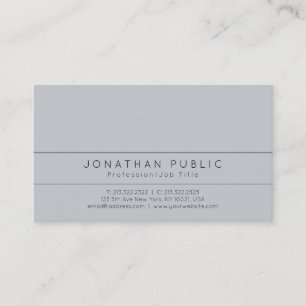 Carte De Visite Professionnel Moderne Élégant Gris Simple Plat