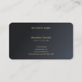 Carte De Visite Professionnel Moderne Élégant Modèle Noir Or (Dos)