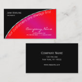 Carte De Visite Professionnel moderne élégant noir brillant Crimso (Devant / Derrière)