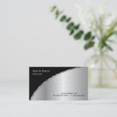Carte De Visite Professionnel moderne élégant noir et argent (Debout devant)