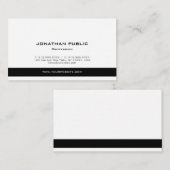 Carte De Visite Professionnel Moderne Élégant noir et blanc propre (Devant / Derrière)