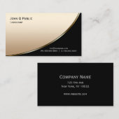 Carte De Visite Professionnel Moderne Élégant Noir Lumière Or (Devant / Derrière)