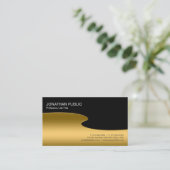 Carte De Visite Professionnel moderne élégant Noir Or Plaine (Debout devant)