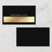 Carte De Visite Professionnel moderne élégant Noir Or Plaine (Devant / Derrière)