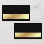Carte De Visite Professionnel moderne élégant Noir Or Plaine (Devant / Derrière)