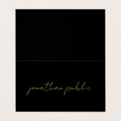 Carte De Visite Professionnel moderne élégant noir & or plié (Extérieur déplié)