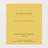 Carte De Visite Professionnel moderne élégant noir & or plié (Intérieur déplié)